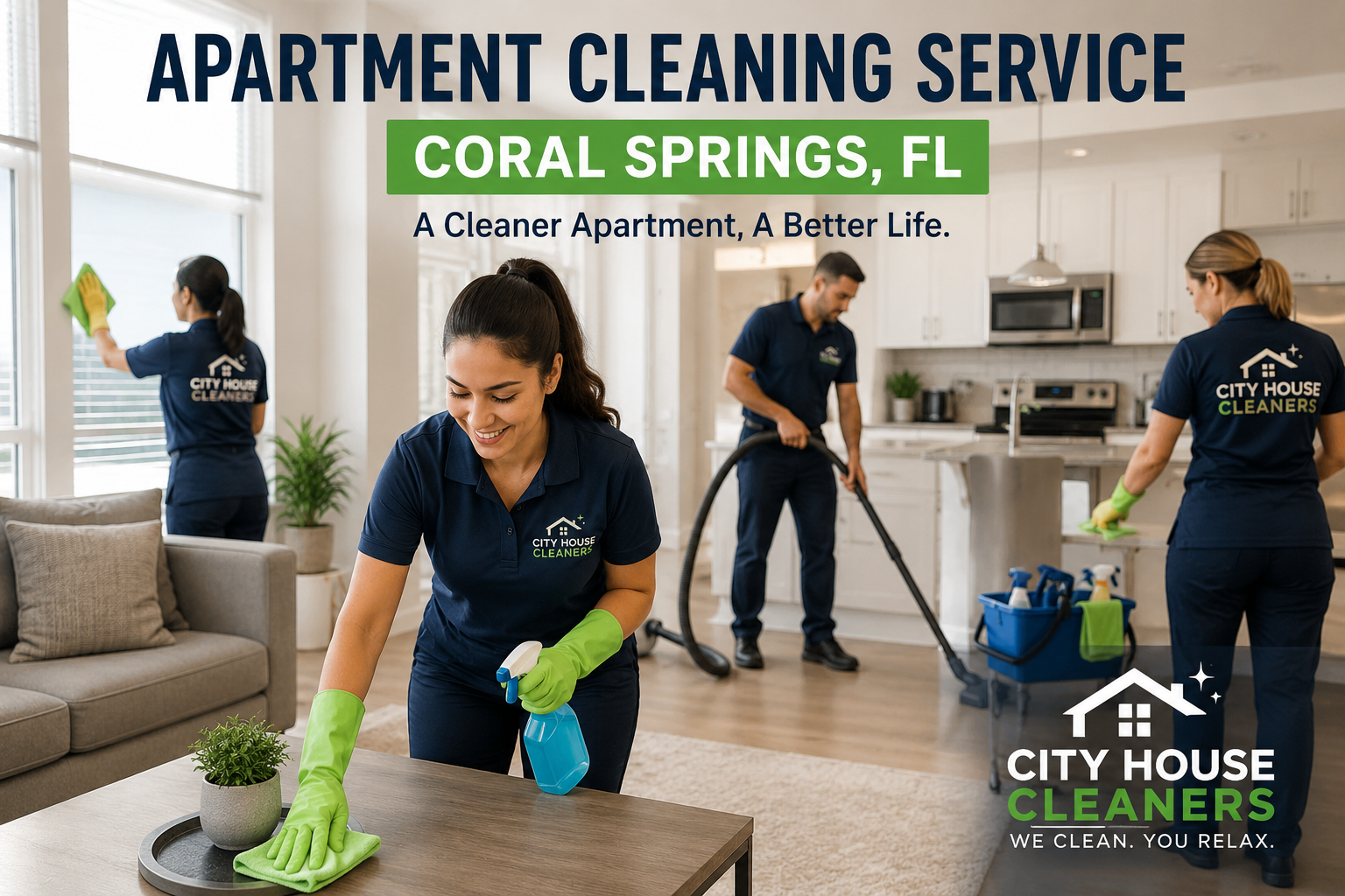 Professional apartment cleaning service in Coral Springs FL by City House Cleaners